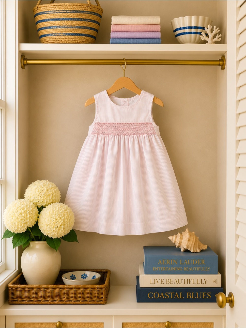 Girls 3/4T Smocked Sleeveless Girls' Dress in Soft Pink
